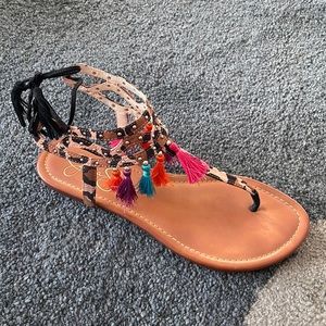 Jessica Simpson Leopard Sandal with Tassles
